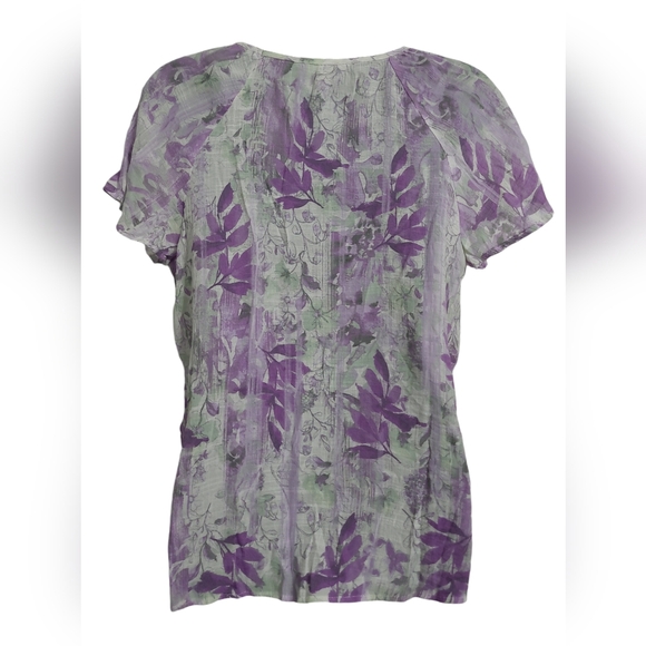 💲1️⃣ NWOT Northern Reflections White / Purple Fauna Lined Flutter Sleeves Sz Sm - Picture 7 of 12